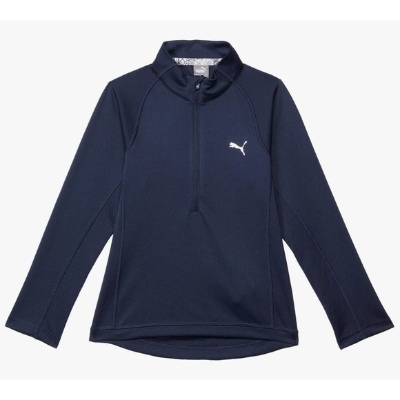 Puma Girls Small Drycell 1/4 Zip Golf Top Blue NWT - Picture 2 of 12